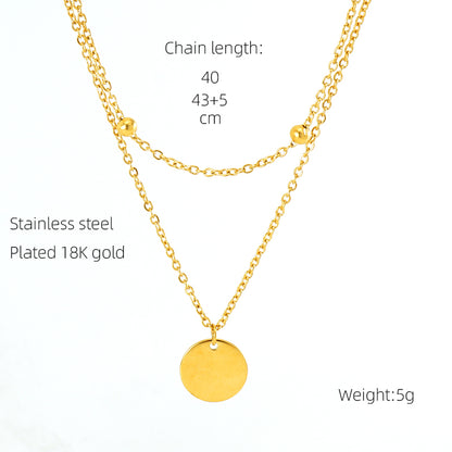 Casual Simple Style Round Solid Color Stainless Steel Layered Plating 18k Gold Plated Layered Necklaces