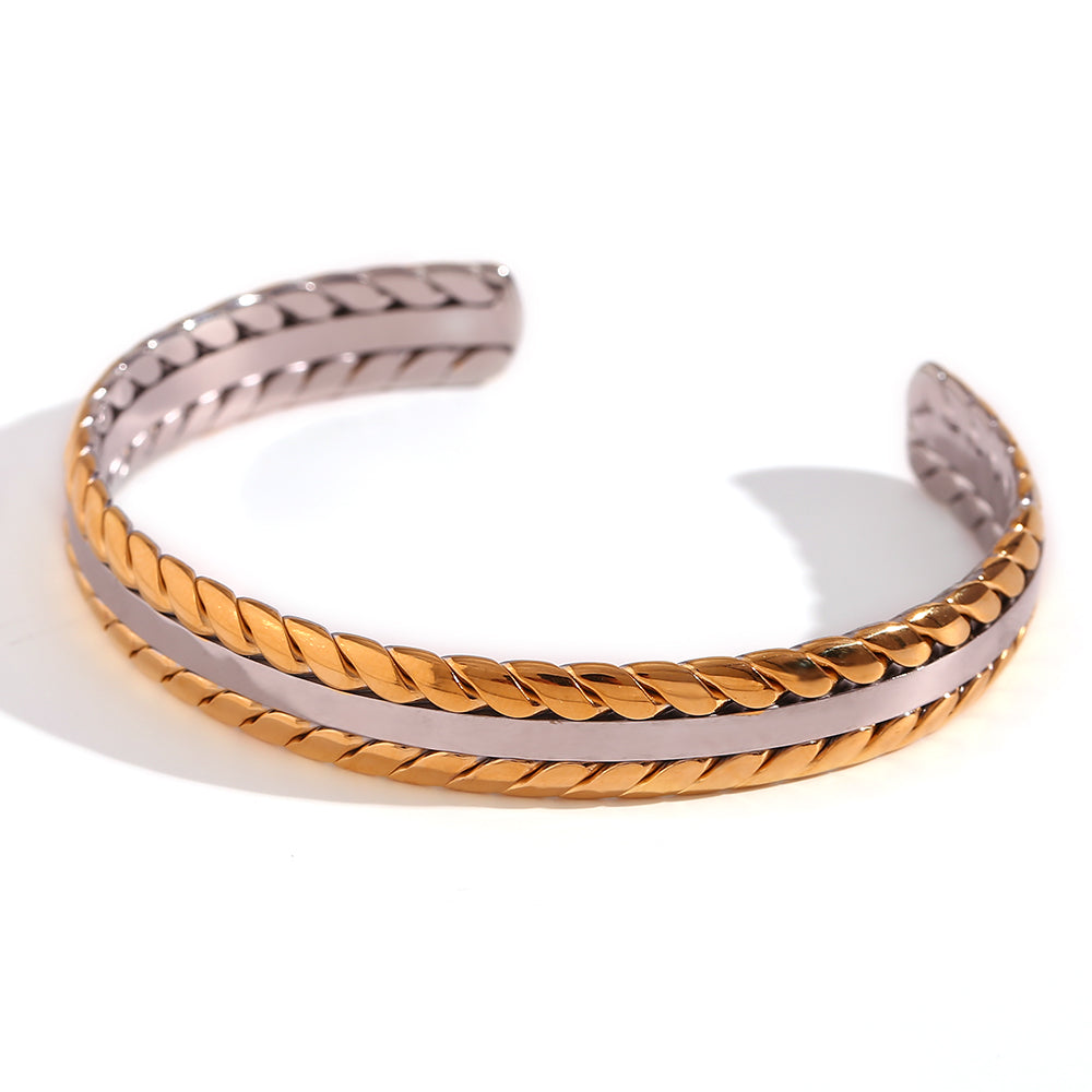 Simple Style Classic Style Grain Stainless Steel Plating 18k Gold Plated Bangle