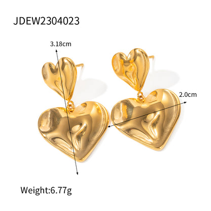 1 Pair Ig Style Heart Shape Plating Stainless Steel 18k Gold Plated Drop Earrings