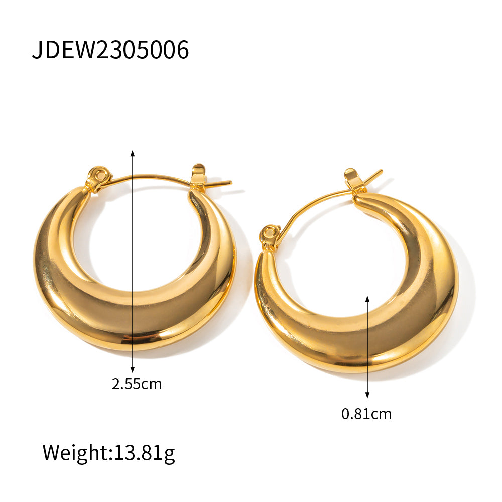 1 Pair Simple Style U Shape Plating Stainless Steel 18k Gold Plated Hoop Earrings