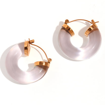 1 Pair Basic Simple Style Classic Style Round Plating Stainless Steel 18k Gold Plated Earrings