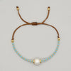 Casual Simple Style Round Artificial Crystal Freshwater Pearl Beaded Drawstring Braid Bracelets