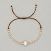 Casual Simple Style Round Artificial Crystal Freshwater Pearl Beaded Drawstring Braid Bracelets