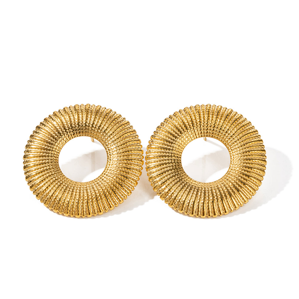 1 Pair Simple Style Round Plating Stainless Steel 18k Gold Plated Ear Studs