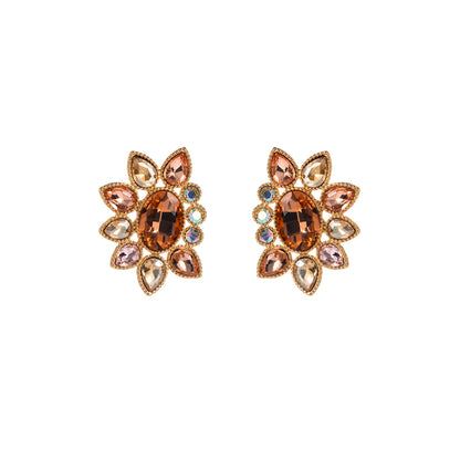 1 Pair Elegant Glam Water Droplets Flower Plating Inlay Alloy Rhinestones Gold Plated Silver Plated Ear Studs