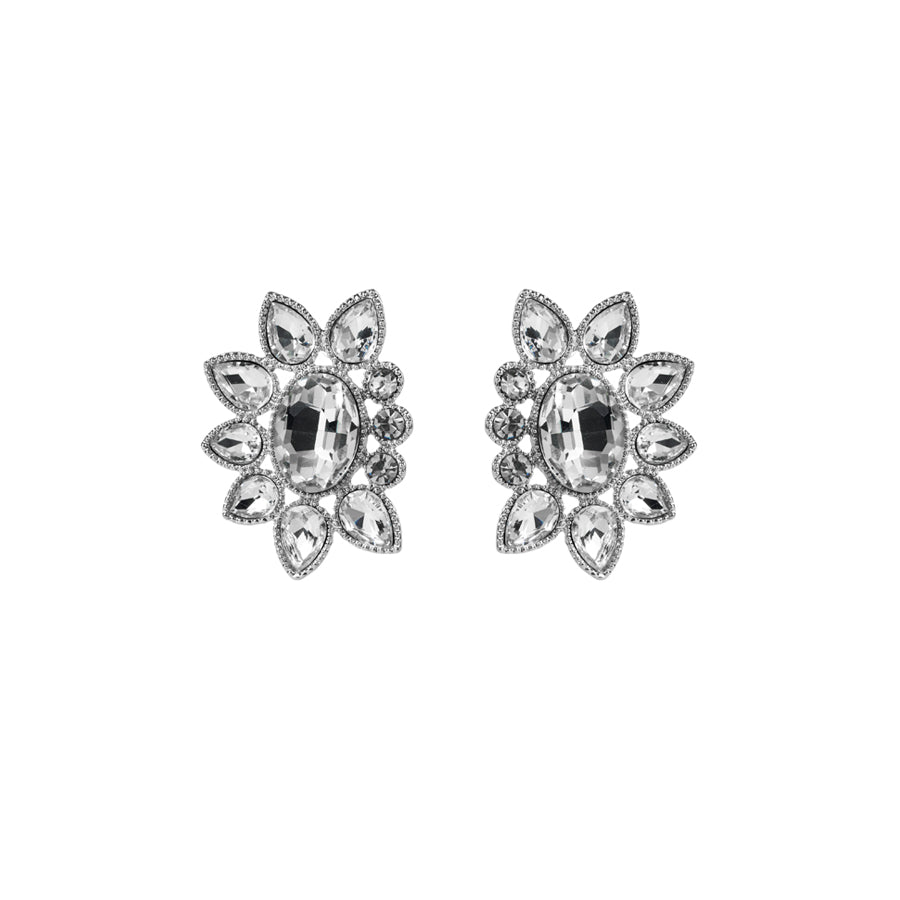 1 Pair Elegant Glam Water Droplets Flower Plating Inlay Alloy Rhinestones Gold Plated Silver Plated Ear Studs