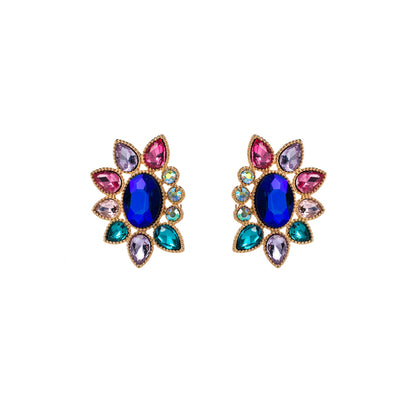 1 Pair Elegant Glam Water Droplets Flower Plating Inlay Alloy Rhinestones Gold Plated Silver Plated Ear Studs