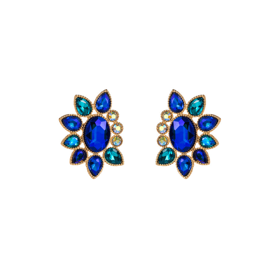 1 Pair Elegant Glam Water Droplets Flower Plating Inlay Alloy Rhinestones Gold Plated Silver Plated Ear Studs