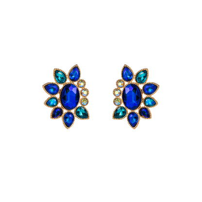 1 Pair Elegant Glam Water Droplets Flower Plating Inlay Alloy Rhinestones Gold Plated Silver Plated Ear Studs