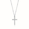 Simple Style Commute Cross Sterling Silver Inlay Zircon White Gold Plated Pendant Necklace