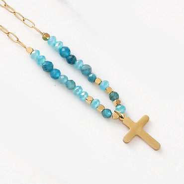 Ethnic Style Cross Stainless Steel Beaded Plating 14k Gold Plated Pendant Necklace