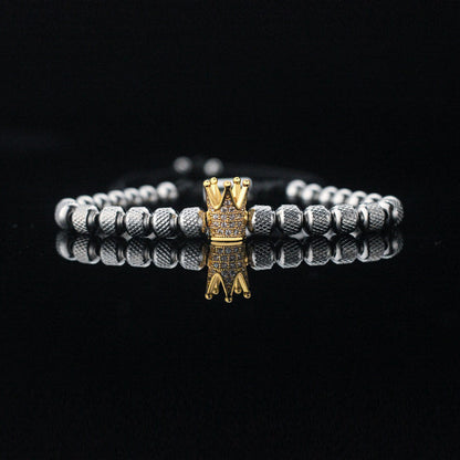 Retro Streetwear Crown Titanium Steel Plating Inlay Zircon Bracelets