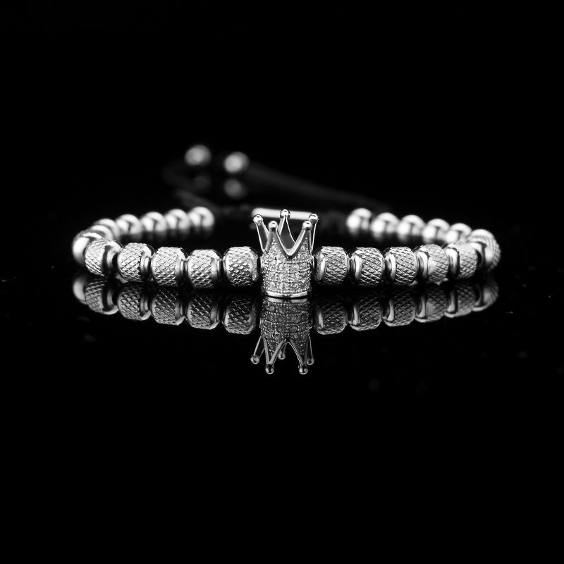 Retro Streetwear Crown Titanium Steel Plating Inlay Zircon Bracelets