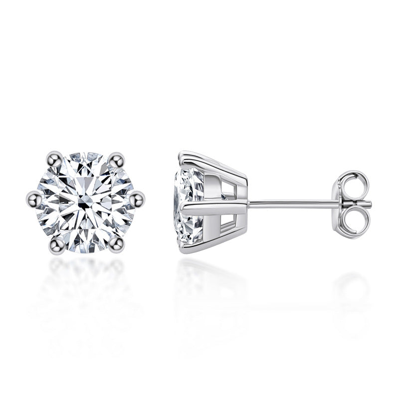 Simple Style Geometric Sterling Silver Moissanite Ear Studs In Bulk