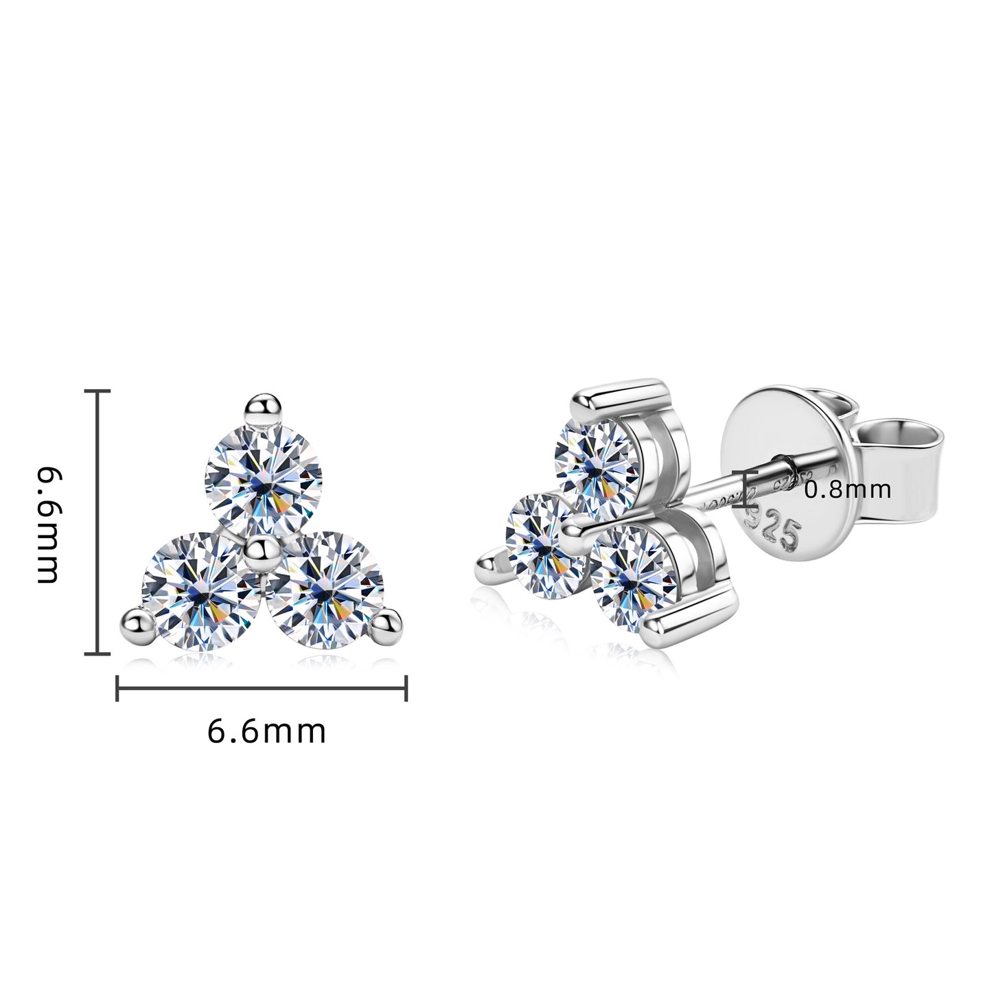 Simple Style Flower Sterling Silver Moissanite Ear Studs In Bulk