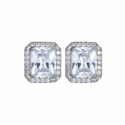 1 Pair Luxurious Square Inlay Copper Artificial Crystal Zircon Ear Studs