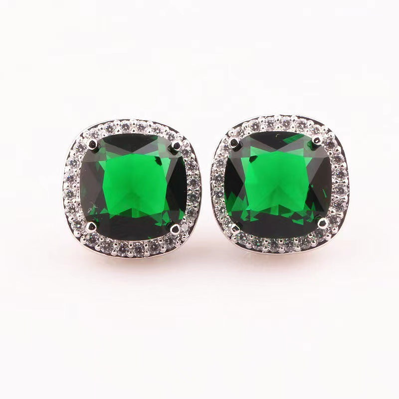 1 Pair Elegant Square Plating Inlay Copper Zircon Ear Studs