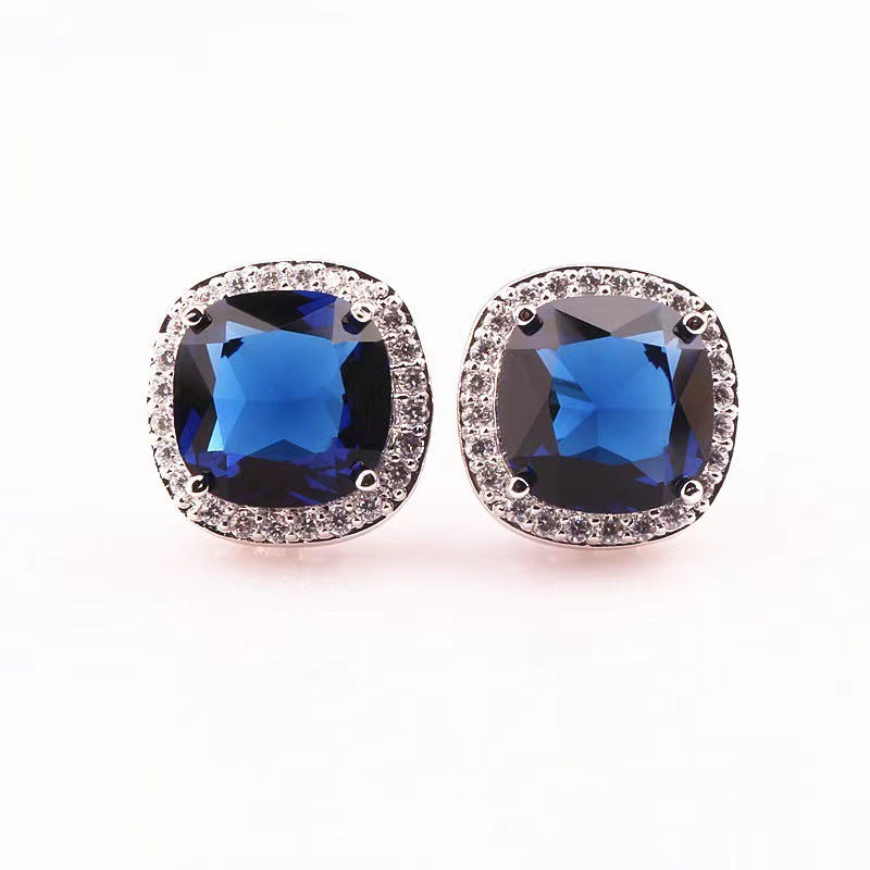 1 Pair Elegant Square Plating Inlay Copper Zircon Ear Studs