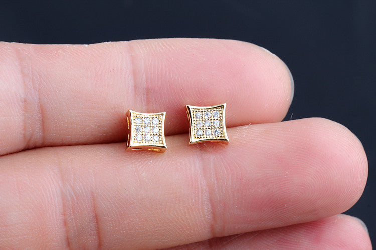 1 Pair Casual Simple Style Square Plating Inlay Copper Zircon 18k Gold Plated White Gold Plated Ear Studs