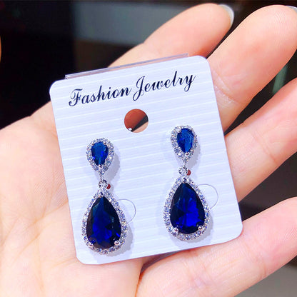 1 Pair Casual Shiny Water Droplets Plating Inlay Copper Zircon Drop Earrings