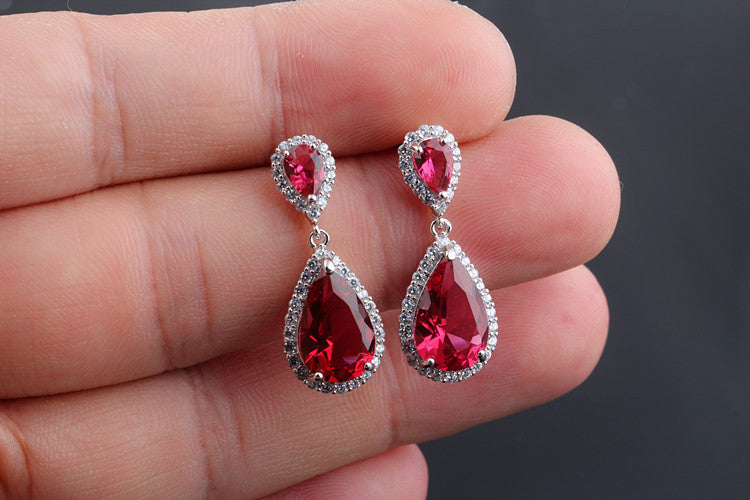 1 Pair Casual Shiny Water Droplets Plating Inlay Copper Zircon Drop Earrings