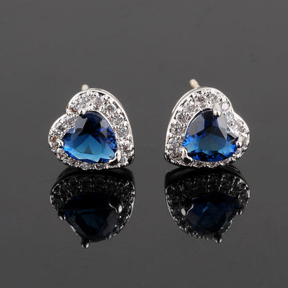 Princess Heart Shape Copper Alloy Plating Inlay Zircon Women's Ear Studs