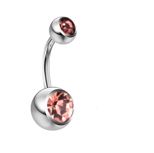 Retro Punk Geometric Stainless Steel Inlay Zircon Belly Ring