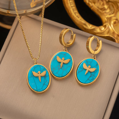 Wholesale Retro Flower Titanium Steel Plating Earrings Necklace