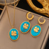 Wholesale Retro Flower Titanium Steel Plating Earrings Necklace