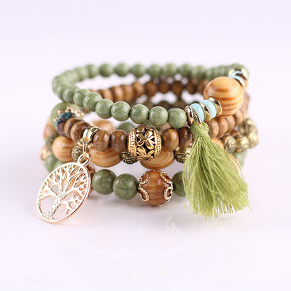 Bohemian Geometric Tree Wood Beaded Women's Bracelets