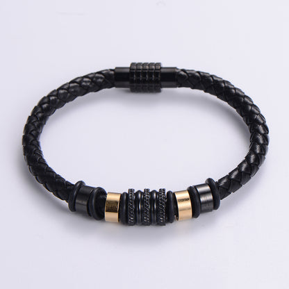 Simple Style Solid Color Stainless Steel Beaded Plating 24k Gold Plated Bracelets