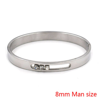 Ig Style Geometric Solid Color Stainless Steel Plating Inlay Zircon Bangle