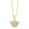 Cute Shiny Little Bear Stainless Steel Copper Plating Inlay Zircon 18k Gold Plated Pendant Necklace
