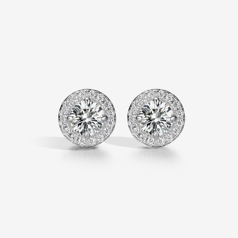 1 Pair Elegant Luxurious Queen Round Plating Inlay Sterling Silver Zircon White Gold Plated Ear Studs