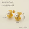 1 Pair Elegant Geometric Polishing Plating Inlay Stainless Steel Pearl 18k Gold Plated Ear Studs