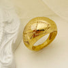 Retro Stripe Solid Color Stainless Steel Gold Plated Rings In Bulk