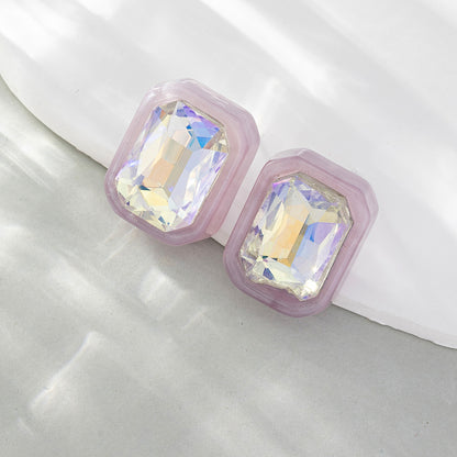 1 Pair Simple Style Square Inlay Arylic Glass Ear Studs