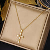 Ethnic Style Cross Stainless Steel Inlay Zircon Pendant Necklace