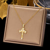 Ethnic Style Cross Stainless Steel Inlay Zircon Pendant Necklace