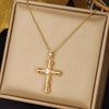 Ethnic Style Cross Stainless Steel Inlay Zircon Pendant Necklace