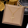 Ethnic Style Cross Stainless Steel Inlay Zircon Pendant Necklace