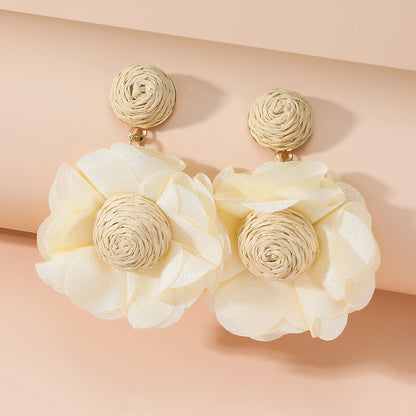 Sweet Flower Polyester Women's Drop Earrings