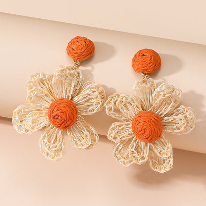 1 Pair Vacation Sweet Flower Polyester Drop Earrings