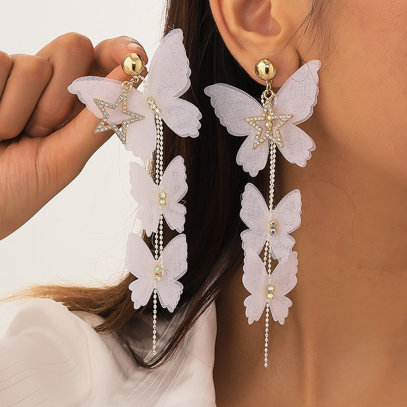 1 Pair Elegant Glam Sweet Butterfly Inlay Alloy Artificial Rhinestones Drop Earrings