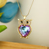 Cute Shiny Owl Copper 18k Gold Plated Zircon Pendant Necklace In Bulk