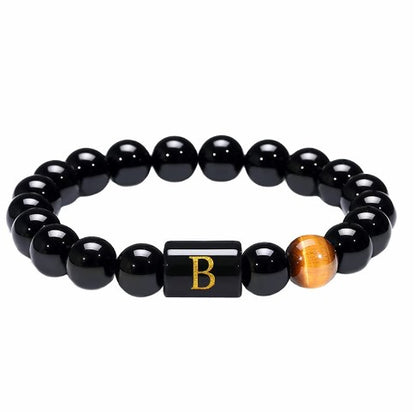 Casual Retro Letter Agate-like Beaded Couple Bracelets