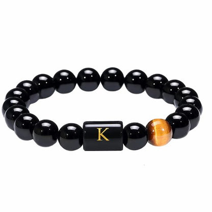 Casual Retro Letter Agate-like Beaded Couple Bracelets