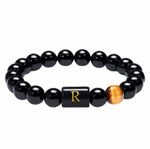 Casual Retro Letter Agate-like Beaded Couple Bracelets