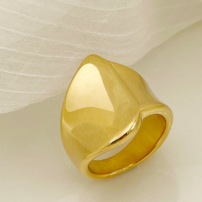 Modern Style Irregular Stainless Steel Gold Plated Wide Band Ring In Bulk