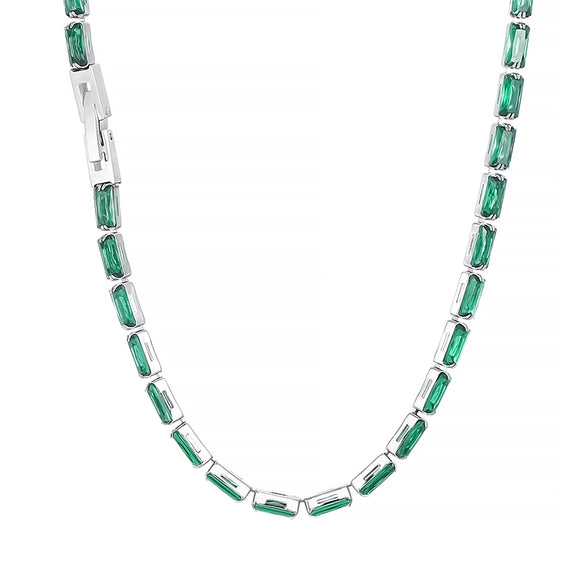 Elegant Luxurious Square Oval Stainless Steel Plating Inlay Zircon 18k Gold Plated Necklace